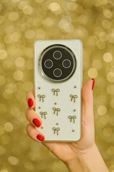 MustCase Xiaomi Redmi 14C Uyumlu Kılıf Fiyonk Desenli Simli Şeffaf Kılıf Siml...
