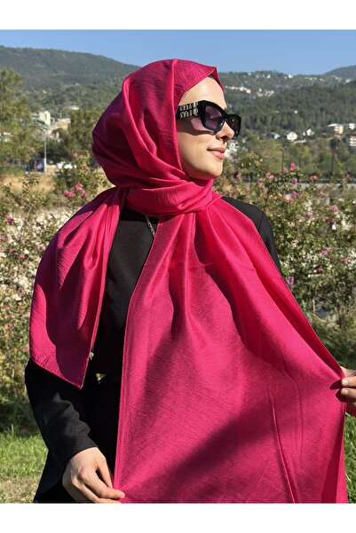 Lantliv Hijab Viscose Silk Blended Aerobin Fabric Solid Color Shawl, Self Wrinkle Pattern Shawl