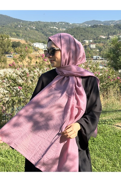 Lantliv Hijab Viscose Silk Blended Aerobin Fabric Solid Color Shawl, Self Wrinkle Pattern Shawl