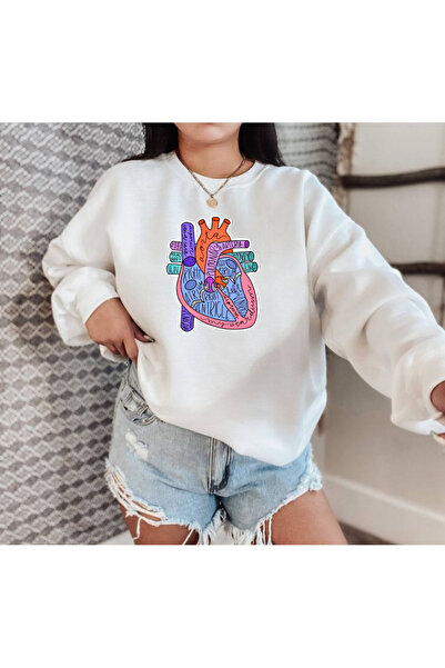 Tubinyoo سويت شيرت مطبوع عليه قلب تشريحي