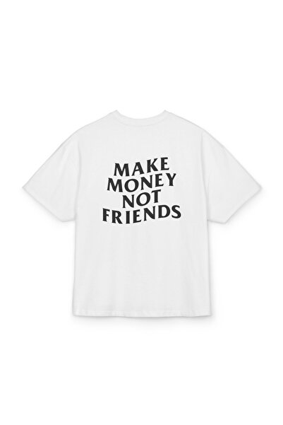 LORVEX Υπερμεγέθη Unisex Βαμβακερό T-shirt με στάμπα – MAKE MONEY NOT Στάμπα