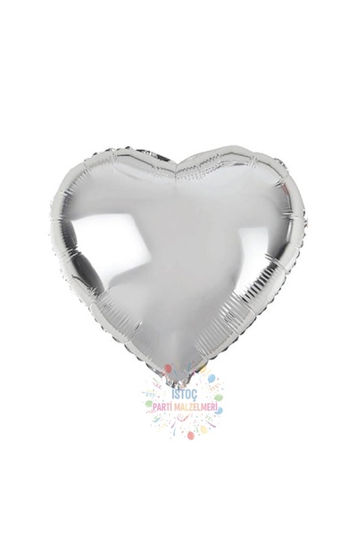İSTOÇ PARTİ Silver Color Heart Foil Balloon