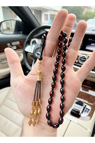 A-STİL TAKI Cutie cadou roșie pentru bărbați, pulbere de vermiculit, mărgele de rugăciune din chihlimbar presat