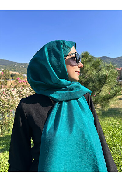 Lantliv Hijab Viscose Silk Blended Aerobin Fabric Solid Color Shawl, Self Wrinkle Pattern Shawl