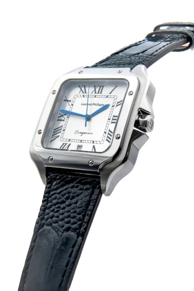 Laurent Philippe - Ceas pentru barbati, Conqueror Koh-I-Noor - Noir Suprême, 38mm x 27, 5mm, Silver