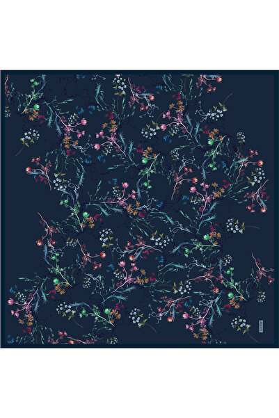 Aker 2025-2026 Новий сезон Синій шарф з квітковим візерунком з шовкового крепу