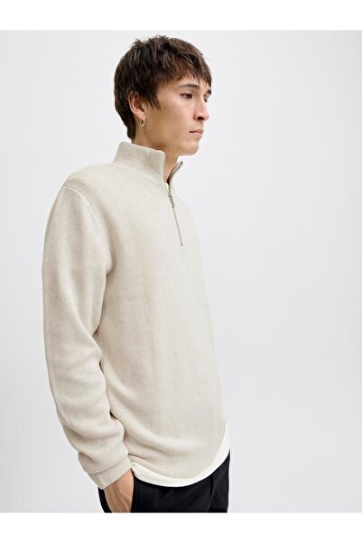 Jack & Jones Jprblamilano Stitch Knit Half Zip Sn Cloud Dancer