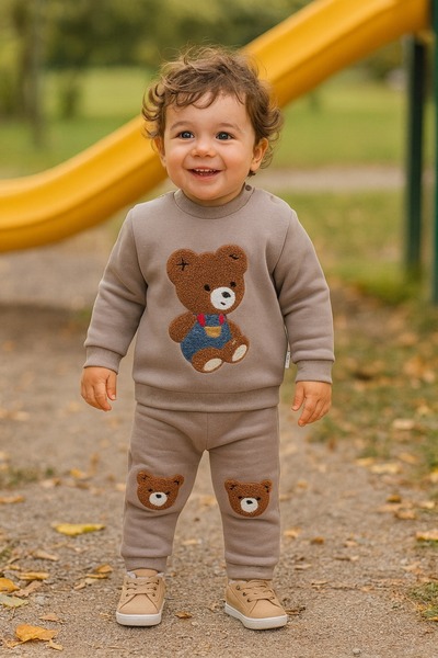 MyPrettyBaby Sitting Bear with Embroidered Suezene, Winter Sharpened 3-Ply Fa...