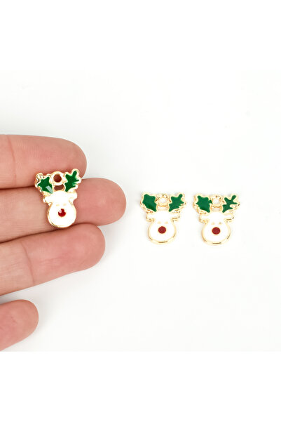 yfhobi 1 Adet - 17 mm Geyik Desenli Mineli Uç, Charm Uç, Altın Kaplama 1.Kali...