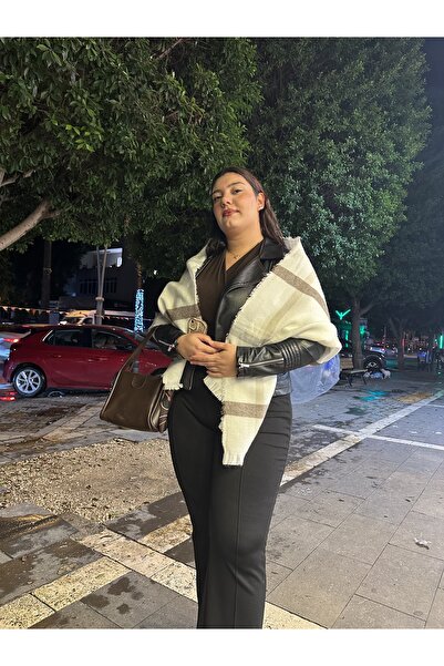 ARZ Unisex Beige Cream Striped Soft Padded Scarf Shawl