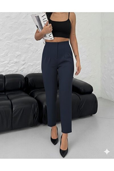 Mivelya Pantaloni de damă cu talie înaltă și pliu în față