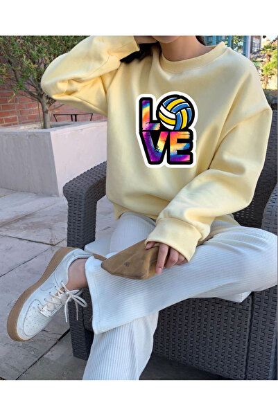 Tubinyoo سويت شيرت مطبوع عليه Love Volleyball