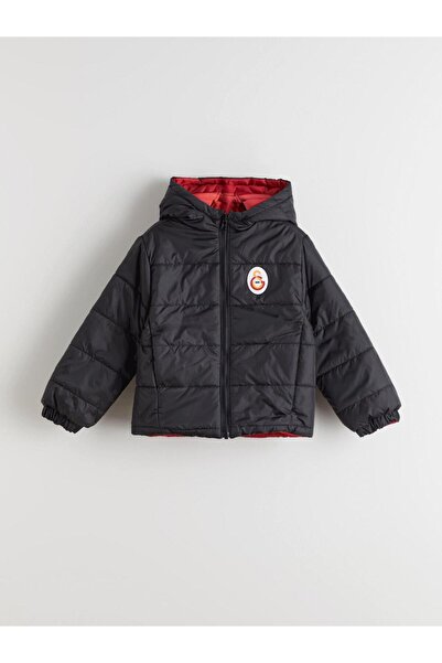 LC Waikiki LCW Kids Siyah Galatasaray Baskılı Çift Yönlü Erkek Çocuk Mont W5J...