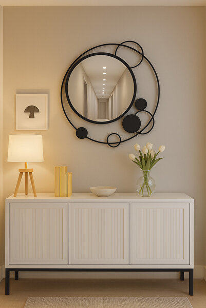 Glow Black Luxe Design – Special Design Modern Decorative Mirror, Makeup Mirror 90x90 cm(Furniture)