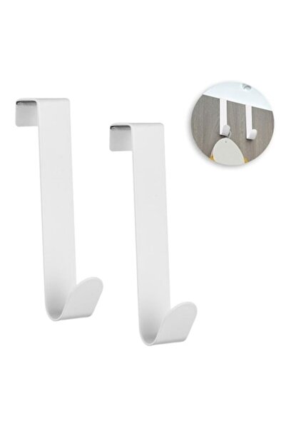 BREZIUM Cârlige metalice pentru uși, 2 bucăți, 2x12cm, albe,