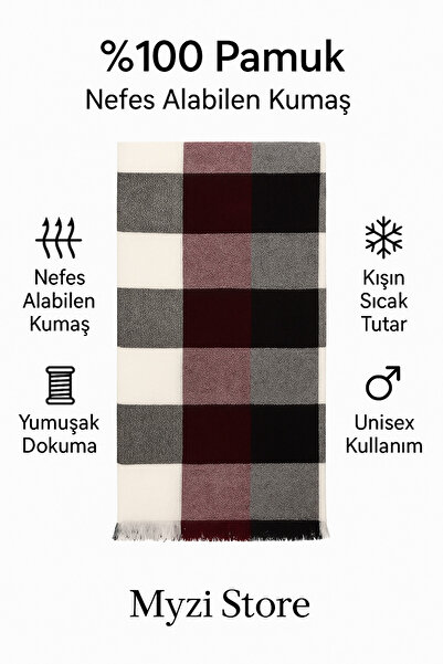 MYZİ STORE Women's Patterned Thick Winter Shawl – Oversize Shawl (65*175 cm)