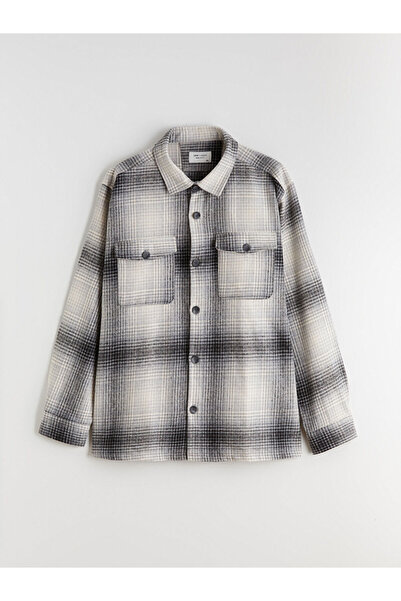 LC Waikiki سترة قميص رجالية منقوشة بأكمام طويلة من LCW VisionGri