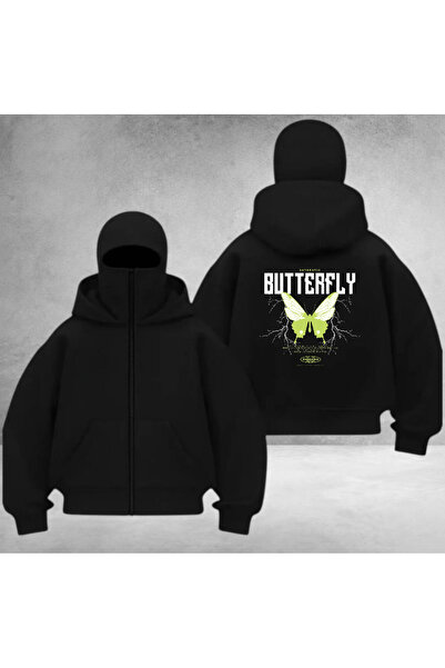 DEEFWEAR Hanorac unisex cu fermoar Ninja cu imprimeu pe spate