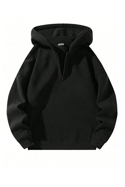 COHERENT Hanorac unisex pentru bărbați/femei, cu jumătate de fermoar și glugă...