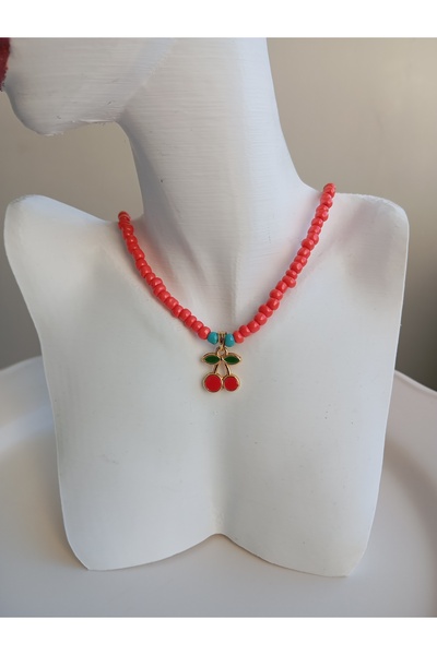 Duayen Design Kiraz Figürlü Boncuklu Çocuk Kolye