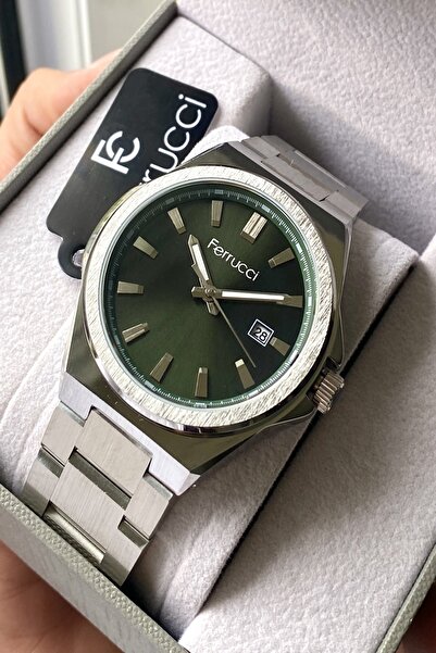 Ferrucci Classic Green Steel Yeşil Kadran Çelik Kordon Erkek Kol Saati