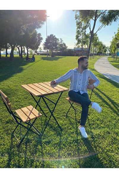 trendloom Katlanabilir Ahşap Masa Sandalye Takımı Kamp masa sandalye