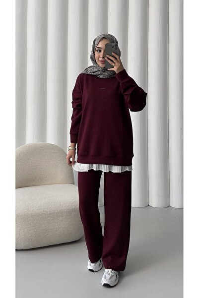 Tarzımızbir Modal kumaş likralı esnek eşofman takımı tesettür