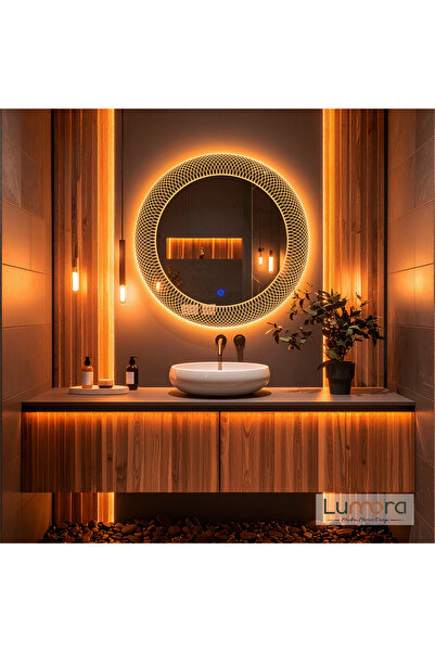lumora mirror design Zenith Amber Led'li Lazer Kumlamalı Lavabo & Banyo Aynas...
