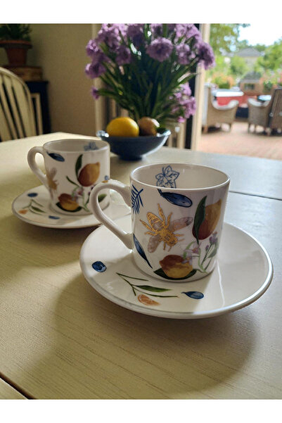 NH Naz Home Design Limonlu 2'li Porselen Fincan Özel Tasarim Hediyelik Limon ...