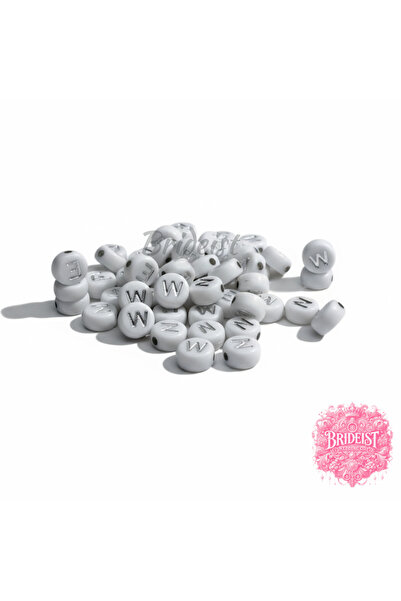 BRIDEIST WEDDING CO Silver Gilded W Letter Beads (50 Pieces)