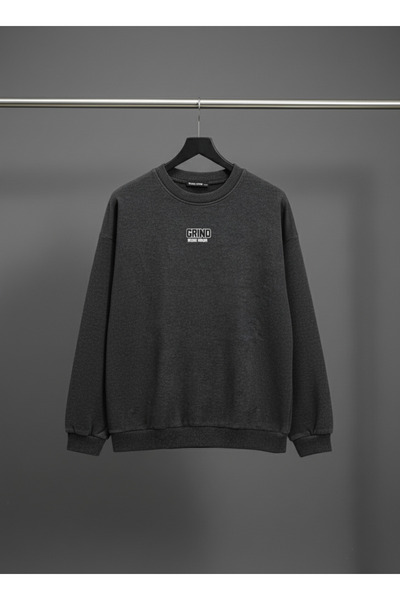 batu tekstil سلسلة التحفيز! سترة رياضية مريحة ذات لون واحد مكتوب عليها GRIND