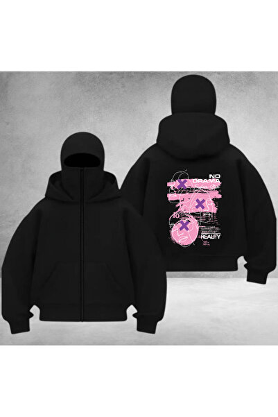 DEEFWEAR Hanorac unisex cu fermoar Ninja cu imprimeu pe spate