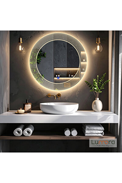 lumora mirror design Zenith Günışığı Led'li Lazer Kumlamalı Lavabo & Banyo Aynası (Dokunmatik Sensörlü)