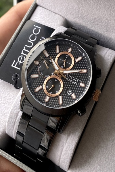 Ferrucci Function Black Rose Siyah Kadran Çelik Kordon Erkek Kol Saati