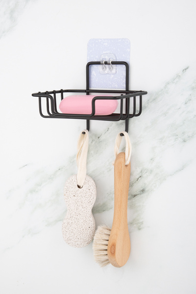 evina Decorative Soap Holder with Adhesive Hooks – Practical Bathroom Organizer Solid Soap Holder