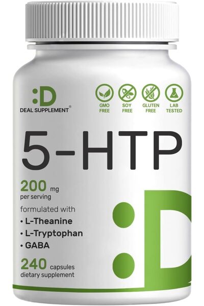 DEAL SUPPLEMENT 5-HTP Theanine Teanin Gaba Tryptophan 200mg Per Serving, 240 ...