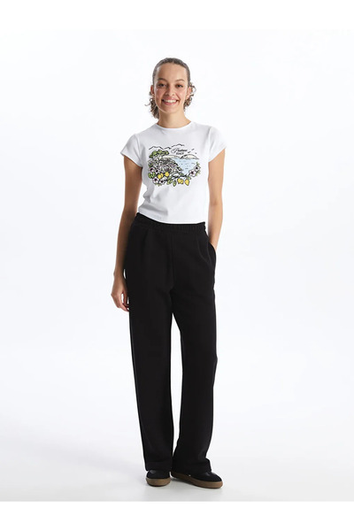 LC Waikiki Xside Black Women's Elastic Waist Straight Sweatpants