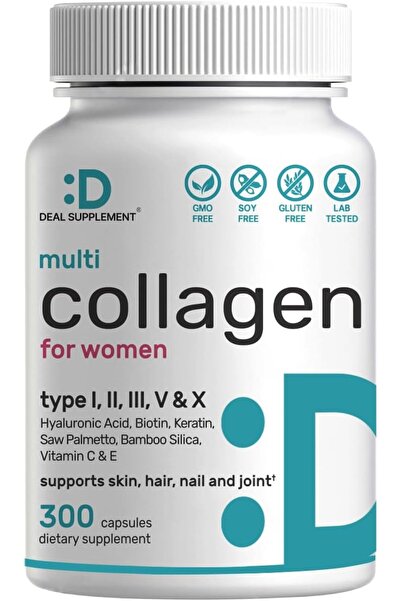 DEAL SUPPLEMENT Multi Collagen Kolajen Biotin Saw Palmetto Bamboo Hair Skin N...