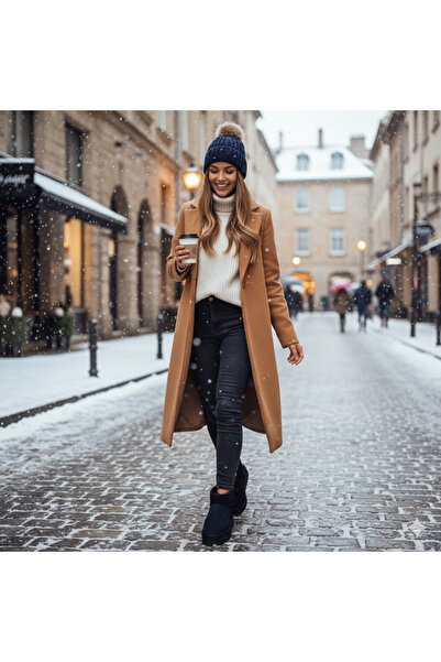 SNR Süet Içi Kürklü Kalın Taban Bilekte Kadın Bot & Bootie