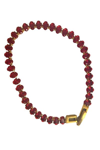 THK Tennis Bracelet 5mm, THK, Zirconia Stones, 17 cm, 18K gold plated, Red