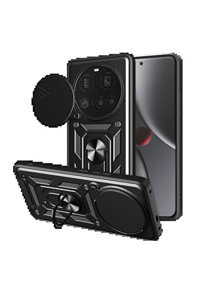 Genel Markalar Xiaomi Mi 15 Ultra Kılıf Pars Lens Yüzüklü Silikon - Siyah-(5796)