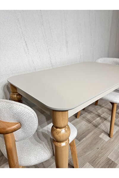 SÇ MASSAN 70 x 110 Mutfak Masası Kum Beji MDF Sabit Yemek Masası Salon Masası