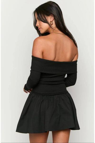 Be Best Kadın Madonna Yaka Balon Etekli Mini Elbise BE169