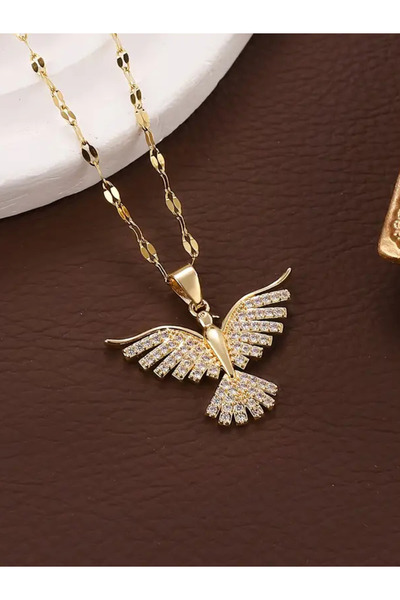 Area Online Luxury Titanium Necklace - Elegant Stone and Gold-Tone Design