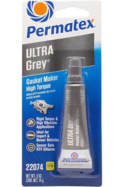 Permatex 22074 صانع حشية سيليكون RTV عالي عزم الدوران، رمادي اللون، آمن على المستشعر وغير قابل للتآكل