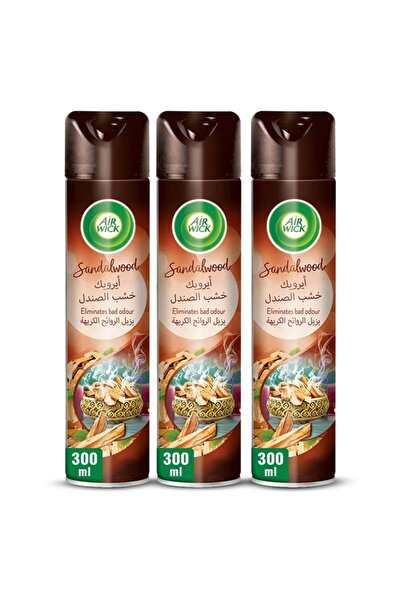 Air Wick Aerosol Air Freshener – Sandalwood Scent, Clear, 3 x 300ml