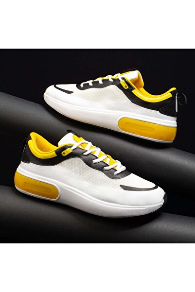 Modlet.ro Men's white and yellow chunky sole sports shoes MOD09823