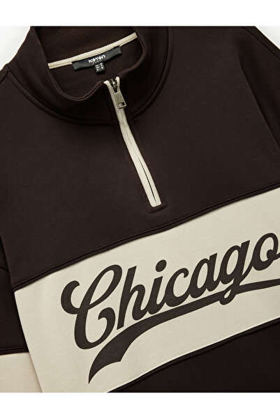 Koton Φούτερ με μακρύ μανίκι με στάμπα με μισό φερμουάρ