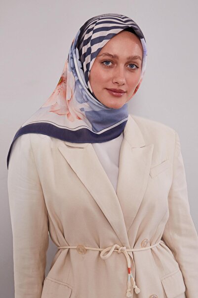 Levidor Βαμβακερό κασκόλ με ριγέ λουλούδια με σχέδιο ινδικής βαμβακερής χρωστικής