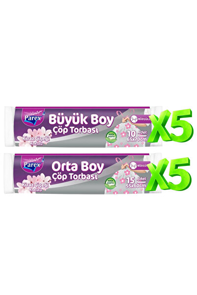 Parex Drawstring Garbage Bag Cherry Scented Set of 5 Large and 5 Medium Size